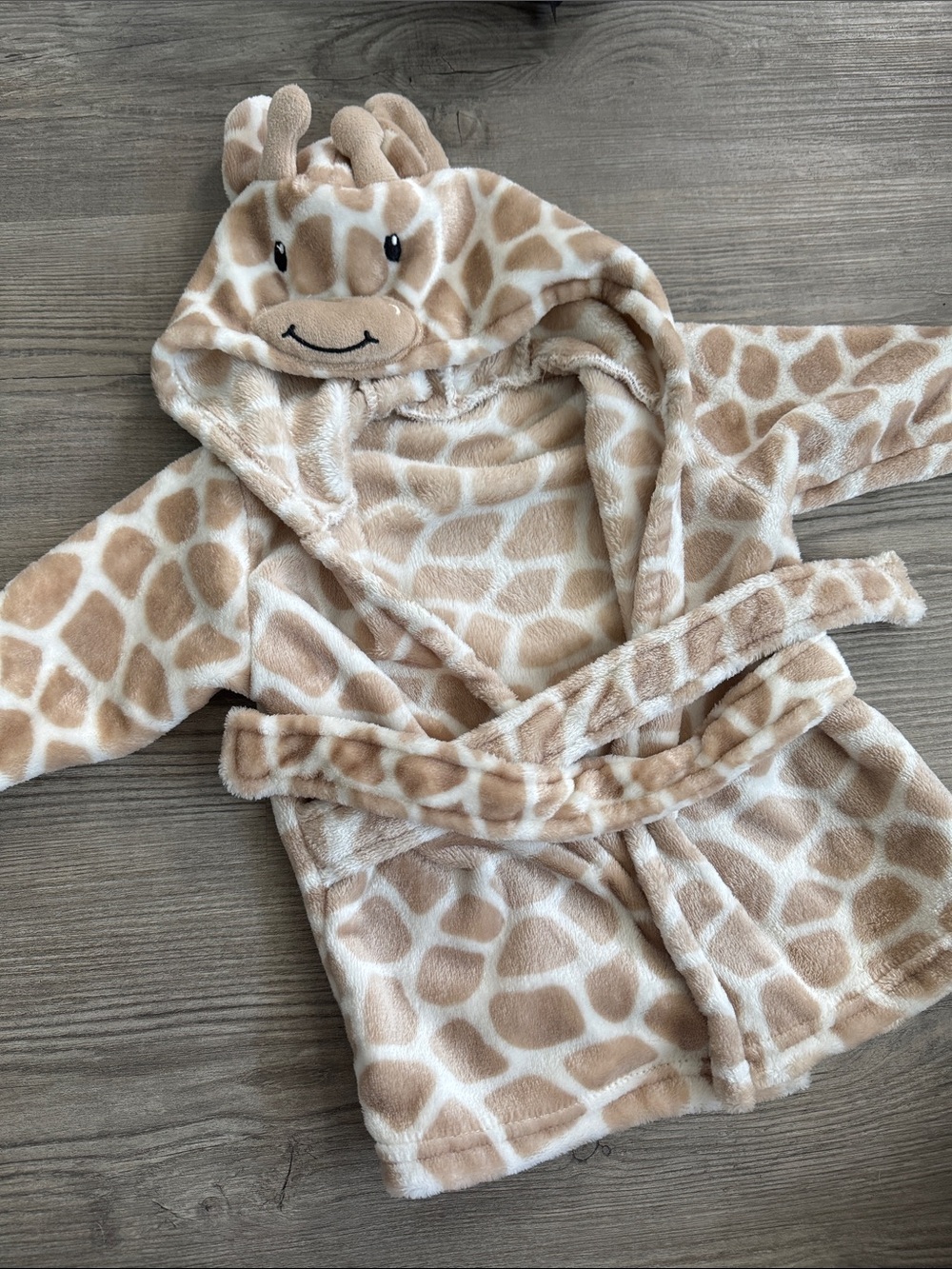 Giraffe Plush Hooded Kids Pajama Robe - Beige